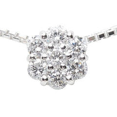 K18WG ホワイトゴールド ダイヤ0.35ct フラワーモチーフ ペンダント ネックレス レディース 【中古】