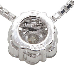 K18WG ホワイトゴールド ダイヤ0.35ct フラワーモチーフ ペンダント ネックレス レディース 【中古】