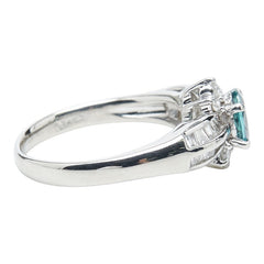Pt900 プラチナ アレキサンドライト0.77ct ダイヤ0.40ct フラワーモチーフ リング 指輪 レディース 10.5号 【中古】