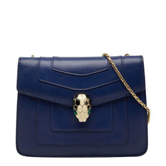 ブルガリ セルペンティ フォーエバー チェーン ショルダーバッグ ネイビー レザー レディース BVLGARI 【中古】