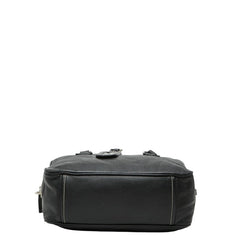 プラダ ロゴ ハンドバッグ ボストンバッグ ブラック レザー レディース PRADA 【中古】