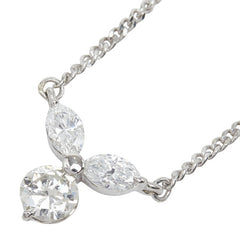 Pt850 プラチナ ダイヤ0.38ct ダイヤ0.41ct TOEI CROWN フラワーモチーフ ペンダント ネックレス レディース 【中古】