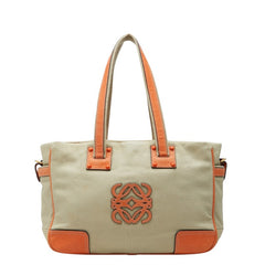 ロエベ アナグラム トートバッグ ショルダーバッグ 340712 ベージュ オレンジ キャンバス レザー レディース LOEWE 【中古】