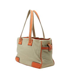 ロエベ アナグラム トートバッグ ショルダーバッグ 340712 ベージュ オレンジ キャンバス レザー レディース LOEWE 【中古】