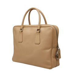 プラダ 三角ロゴプレート ハンドバッグ ブリーフケース ビジネスバッグ VS0305 ベージュ サフィアーノレザー メンズ PRADA 【中古】