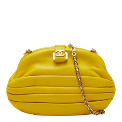シャネル ココマーク ショルダーバッグ イエロー レザー レディース CHANEL 【中古】