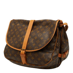 ルイ ヴィトン モノグラム ソミュール35 斜め掛け ショルダーバッグ M42254 ブラウン PVC レザー レディース LOUIS VUITTON 【中古】