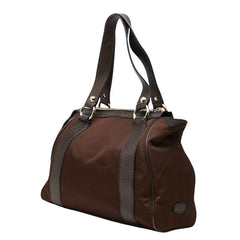 セリーヌ アナグラム ハンドバッグ ブラウン ナイロン レザー レディース CELINE 【中古】
