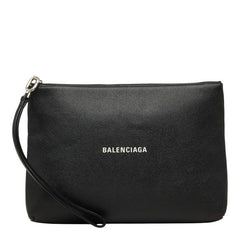 バレンシアガ ロゴ クラッチバッグ ブラック レザー メンズ BALENCIAGA 【中古】