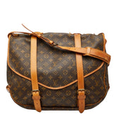 ルイ ヴィトン モノグラム ソミュール43 斜め掛け ショルダーバッグ M42252 ブラウン PVC レザー レディース LOUIS VUITTON 【中古】