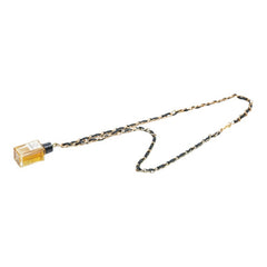シャネル NO19 香水瓶 パフュームボトル モチーフ ネックレス クリア ゴールド ブラック ガラス メッキ レザー レディース CHANEL 【中古】