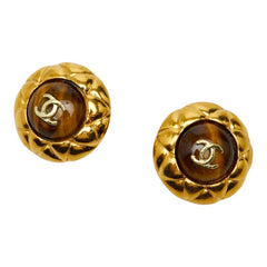 シャネル ココマーク イヤリング ゴールド ブラウン メッキ カラーストーン レディース CHANEL 【中古】