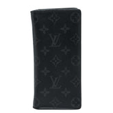 ルイ ヴィトン モノグラム エクリプス ポルトフォイユ ブラザ 長財布 M61697 ブラック グレー PVC レザー メンズ LOUIS VUITTON 【中古】