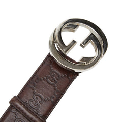 グッチ グッチシマ インターロッキングG ベルト サイズ 90 36 114984 ブラウン レザー メンズ GUCCI 【中古】
