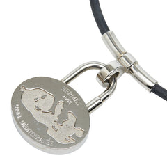 エルメス 地中海 2003年限定 ネックレス チョーカー シルバー ブラック メタル レザー レディース HERMES 【中古】