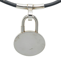 エルメス 地中海 2003年限定 ネックレス チョーカー シルバー ブラック メタル レザー レディース HERMES 【中古】