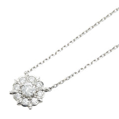 Pt900 プラチナ Pt850 プラチナ ダイヤ0.120ct エクセルコダイヤモンド フラワーモチーフ ペンダント ネックレス レディース 【中古】