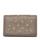 ジミーチュウ クリスタルスタースタッズ カードケース ブラウンベージュ レザー クリスタル レディース JIMMY CHOO 【中古】