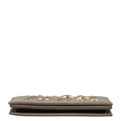 ジミーチュウ クリスタルスタースタッズ カードケース ブラウンベージュ レザー クリスタル レディース JIMMY CHOO 【中古】