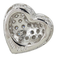 Pt900 プラチナ ダイヤ0.40ct ハート モチーフ ペンダントトップ ネックレス レディース 【中古】