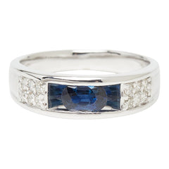K18WG ホワイトゴールド サファイア0.55ct ダイヤ0.20ct リング 指輪 レディース 12.5号 【中古】