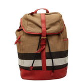 バーバリー チェック リュック バックパック ベージュ マルチカラー キャンバス レザー レディース BURBERRY 【中古】