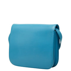 セリーヌ クラシックボックス ミディアム ショルダーバッグ ライトブルー レザー レディース CELINE 【中古】