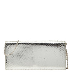 ディオール クラッチバッグ チェーンショルダーバッグ 2WAY シルバー パイソン レディース Dior 【中古】