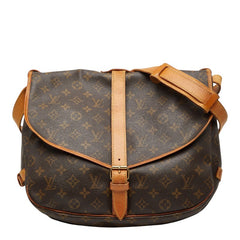 ルイ ヴィトン モノグラム ソミュール35 斜め掛け ショルダーバッグ M42254 ブラウン PVC レザー レディース LOUIS VUITTON 【中古】