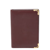 カルティエ マストライン カードケース パスケース ワインレッド ボルドー レザー レディース CARTIER 【中古】