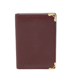 カルティエ マストライン カードケース パスケース ワインレッド ボルドー レザー レディース CARTIER 【中古】