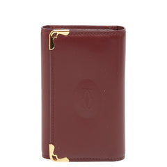 カルティエ マストライン キーケース 6連 ワインレッド ボルドー レザー レディース CARTIER 【中古】