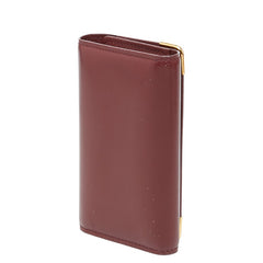 カルティエ マストライン キーケース 6連 ワインレッド ボルドー レザー レディース CARTIER 【中古】