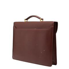 カルティエ マストライン ビジネスバッグ ブリーフケース ワインレッド ボルドー レザー レディース CARTIER 【中古】
