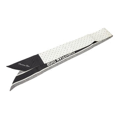 ディオール ミッツァ ドット スカーフ ホワイト ブラック シルク レディース Dior 【中古】