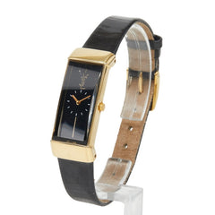 サンローラン YSLロゴ 腕時計 5421-H0551Y クオーツ ブラック文字盤 レザー メッキ GP レディース SAINT LAURENT 【中古】