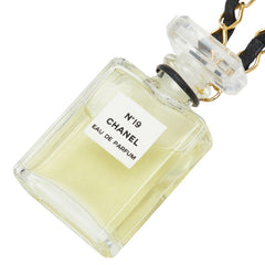シャネル No.19 パフュームボトル 香水 ネックレス ゴールド ブラック メッキ レザー レディース CHANEL 【中古】