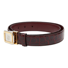 カルティエ マストライン スクエア バックル ベルト ボルドー系 クロコダイル メンズ CARTIER 【中古】