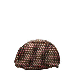 プラダ 三角ロゴプレート リュック バックパック BZ0032 ブラウン ピンク ナイロン レザー レディース PRADA 【中古】