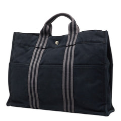 エルメス フールトゥMM ハンドバッグ ブラック グレー キャンバス レディース HERMES 【中古】