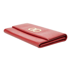 サルヴァトーレフェラガモ ガンチーニ 二つ折り 長財布 レッド レザー レディース Salvatore Ferragamo 【中古】