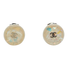シャネル ココマーク ラウンド イヤリング シルバー ホワイト メタル レジン レディース CHANEL 【中古】
