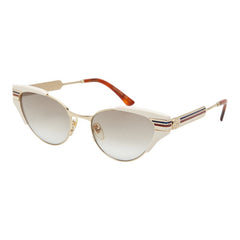グッチ インターロッキングG キャットアイ サングラス GG0522S ホワイト ゴールド プラスチック メッキ レディース GUCCI 【中古】