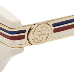 グッチ インターロッキングG キャットアイ サングラス GG0522S ホワイト ゴールド プラスチック メッキ レディース GUCCI 【中古】