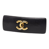 シャネル ココマーク バレッタ ヘアアクセサリー ブラック ゴールド レザー メッキ レディース CHANEL 【中古】