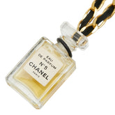 シャネル COCO EAU DE PAPFUM N°5 ココ オードゥ パルファム 香水 ミニボトル ネックレス ゴールド ブラック クリア メッキ レザー ガラス レディース CHANEL 【中古】