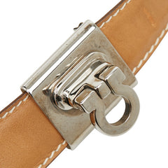 サルヴァトーレフェラガモ ガンチーニ ベルト サイズ:75 ベージュ シルバー レザー メタル レディース Salvatore Ferragamo 【中古】