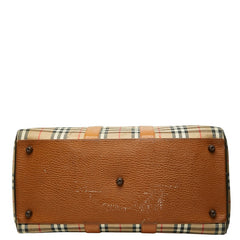 バーバリー ノバチェック シャドーホース ボストンバッグ ベージュ ブラウン キャンバス レザー レディース BURBERRY 【中古】