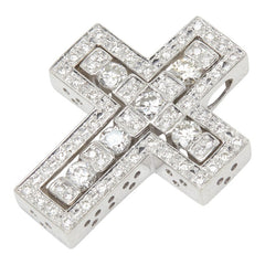 K18WG ホワイトゴールド ダイヤ0.82ct ダイヤ0.31ct クロスモチーフ ペンダントトップ ネックレス レディース 【中古】
