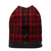 サンローラン ツイード リュック バックパック 巾着 レッド レザー ウール レディース SAINT LAURENT 【中古】